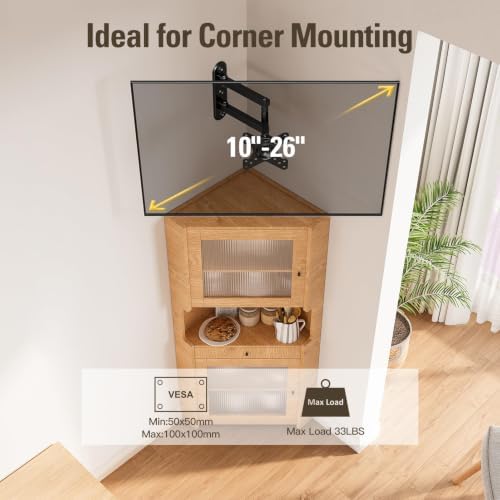 Mounting Dream Full Motion Monitor TV Mount for 10-26 Inch TVs up to 33lbs