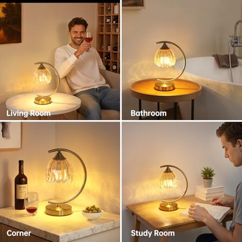 Shenmoyl Tulip Table Lamp, 5200mAh Cordless Touch Control Table Lamp with 3 Color Temps & Stepless Dimming, Rechargeable Battery Table Lamp for Living Room, Bedroom, Office, Shelf (Amber Tulip)