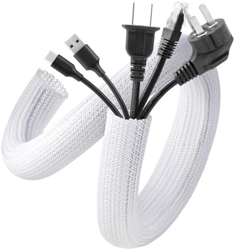 AGPTEK Cable Sleeve, 20ft - 1 inch Cable Management Cord Hider, White