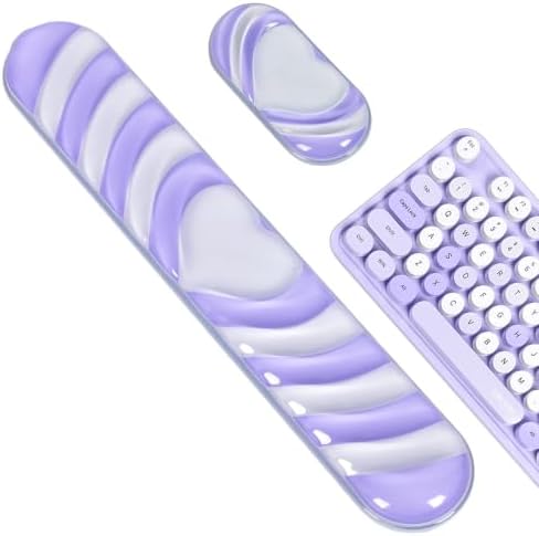 L-SPOUTTO Purple Cute Ergonomic Gel Wrist Rest for Mouse and Keyboard,Heart