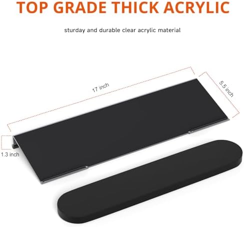 Richboom Ergonomic Computer Keyboard Stand - Tilt PC Keyboard Stand Riser for Easy Typing, Acrylic Keyboard Tray Holder for Office Desk, Home, School, with Silicone Anti-Slip Case, Black (Pack of 2)