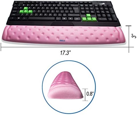 BRILA Ergonomic Memory Foam Keyboard Wrist Rest Support Pad Cushion for Computer, Laptop, Office Work, PC Gaming - Massage Holes Design - Cozy Typing Wrist Pain Relief (Pink)