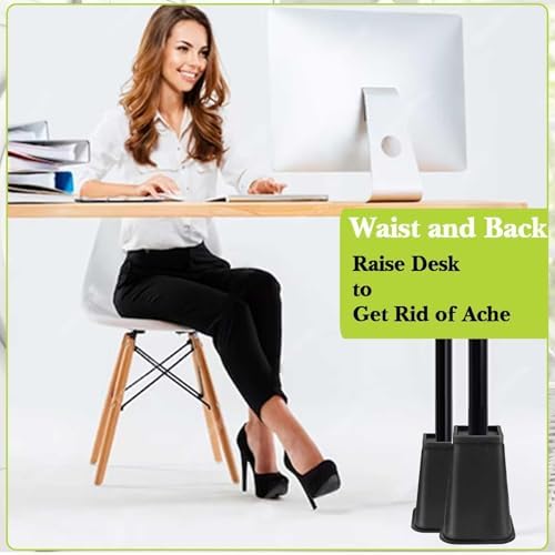 9 Pack Furniture Risers 8 Inch, Bed Risers Heavy Duty for Table Desk Couch Chair Sofa Cabinet Bed Frame Dorm, Square Table Leg Risers Lift Height 8", Black