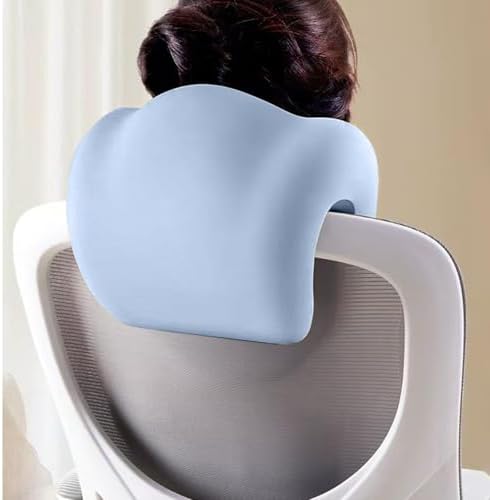 BLOWEST Extra Firm Office Chair Headrest Attachment – Ergonomic Adjustable Neck Support Pillow for Desk Chairs, Universal Fit for High Back Executive Chairs (Sky Blue)