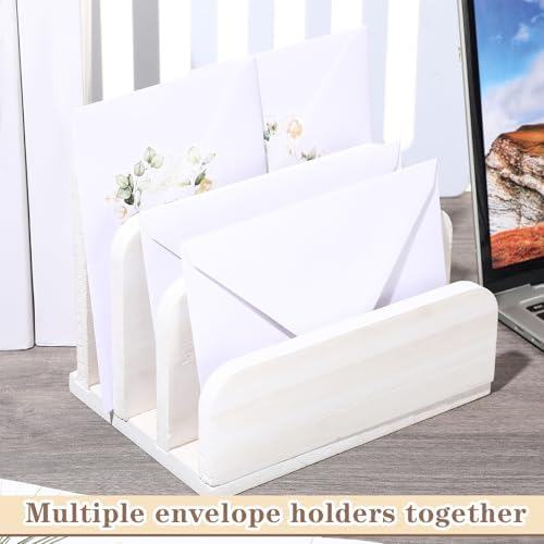 Briwooody Wooden Mail Organizer 3 Slots Mail Holder, White