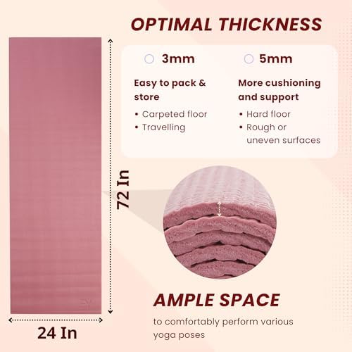 Everyday Yoga Deluxe Mat, Spacious 72"x24" Non-Slip, 3-5mm Extra Thick