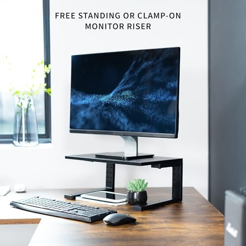 VIVO Black Clamp-on 15 in Desk Extension Shelf, DESK-SHELF15B