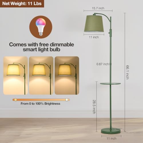 AIDENOEY Smart Floor Lamp with Side Table, Alexa & Google Assistant