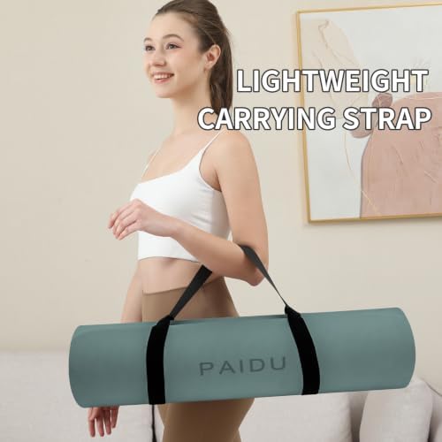 PAIDU POE Yoga Mat （10mm）Extra Thick Fitness Mat 72"x24" with Carry Strap