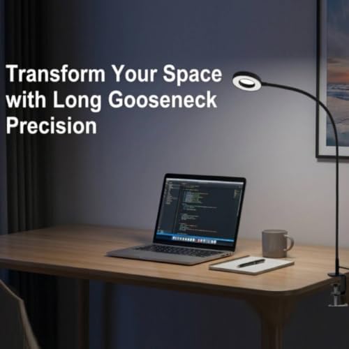 600LM Long Gooseneck Clip on Lamp with C-Clamp