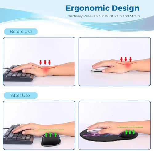 Mouse Pad and Keyboard Wrist Rest Support,Ergonomic Mouse Pad Set
