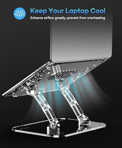 Lpoake 2 Pack Acrylic Laptop Stand for Desk, Adjustable Ergonomic Laptop Riser, Portable Foldable Computer Stand, Compatible with 10 to 15.6 Inches Notebook and MacBook, Clear