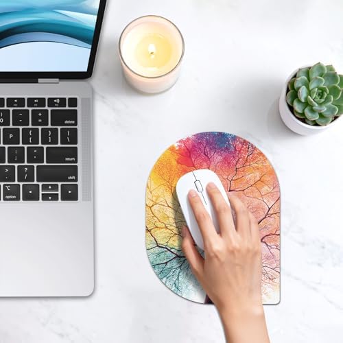 Contoured Oval Mouse Pad 6x8in Non-Slip for Laptop,Big Tree