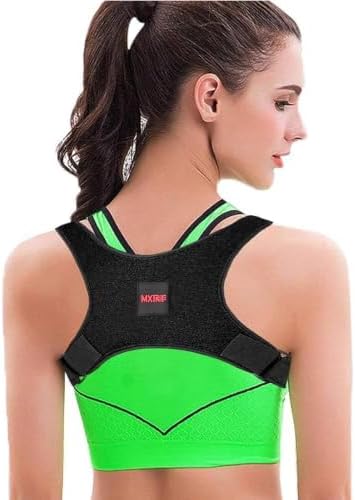Posture Corrector for Women and Men, Adjustable Back Brace for Spine Alignment and Posture Support, Upper Back Pain Relief, Comfortable and Effective Back Brace for Better Posture Medium Pitch Black