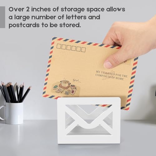 Desktop Metal Mail Holder,Letter Organizer for Desk (White)