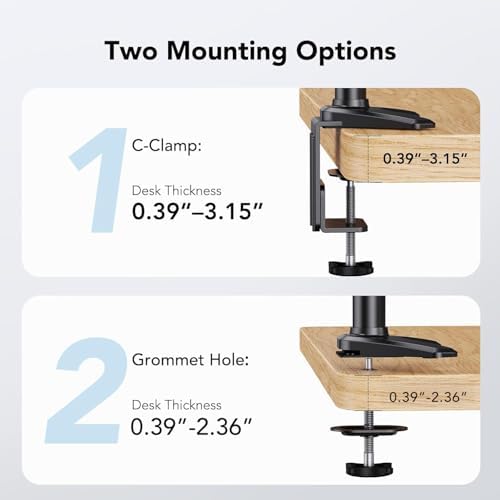 HUANUO Dual Monitor and Laptop Mount for Max 32” Monitor and 17” Laptop, Adjustable Arm with Tilt, Swivel and Rotation, Dual Monitor and Notebook Stand with VESA Bracket 75/100 mm