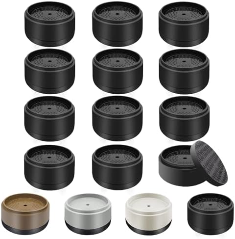 Furniture Risers Bed Risers Heavy Duty 1 inch, 2 inch, 3 inch, 4 inch Round Adjustable Bed Lifts Riser for Desk Legs Table Couch Sofa Chair Refrigerator Washing Machine (1 Inch, Black, 12 Pack)