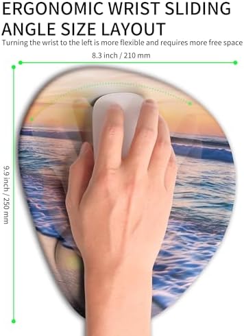 Palm-Rest and Wrist-Hugging Mouse Pad Wrist Rest, Ergonomic Wrist Support with Curve Fitting Cushioned Memory Foam for Carpal Tunnel Pain Relief, 9.9 x 8.3 Inch, Sunrise Beach