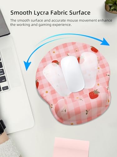 Lily Floral Mouse Pad Wrist Support Wrist Rest, Flower Ergonomic Mouse Pad with Non-Slip Base for Office Gaming Working Computers,Desk Accessories Pain Relief Mouse Mat, Plaid