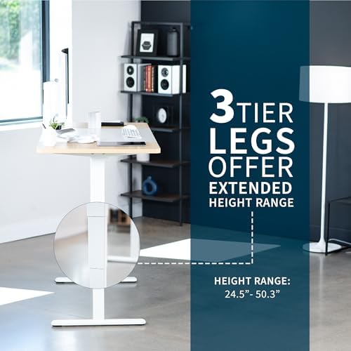 VIVO White/Light Wood 71 x 30 in Standing Desk, DESK-KIT-2W7WC