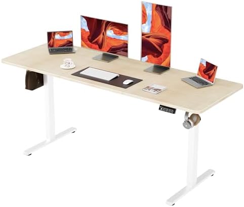ERGOMAKER 67"x24" Standing Desk, Height Adjustable Sit-Stand Office, Oak