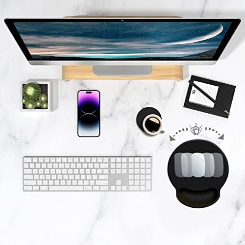 DOOKE Ergonomic Mouse Pad with Wrist Support,Wrist Pad with Coaster Non-Slip Rubber Base for Computer,Laptop,Home Office Gaming,Working,Easy Typing & Pain Relief,Black