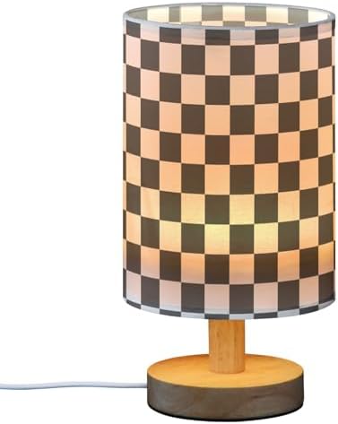 ALAZA Black White Checkered Plaid Decor Bedside Table Lamp with USB Port for Bedroom Nightstand Office Desk LED Bulb Included