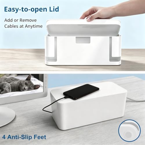 ZhiYo 2 Pack Cable Management Box, Medium & XL, Power Strip Organizer White