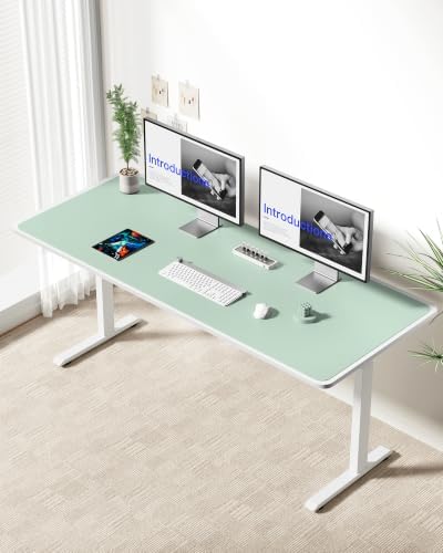 YSAGi Leather Desk Pad Protector, Office Desk Mat, Large Mouse Pad, Non-Slip PU Leather Desk Blotter, Laptop Desk Pad, Waterproof Desk Writing Pad for Office and Home (Pale Green,55" x 24")