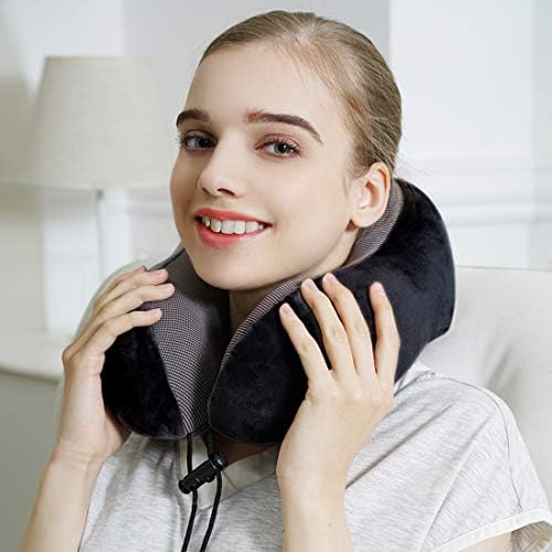 TALLGO Travel Pillow, Best Memory Foam Neck Pillow Head Support Soft Pillow for Sleeping Rest, Airplane Car & Home Use (Black)