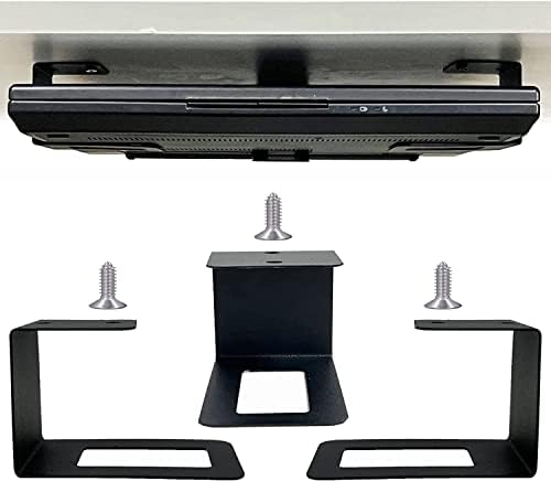 AUXPhome (3) Laptop Holder Under Desk Laptop Mount Organizer Rack Storage Shelf, Add On Under Table Laptops, Keyboard, Routers, Modems, Cable Box, Network Switch & More, Desk Accessories