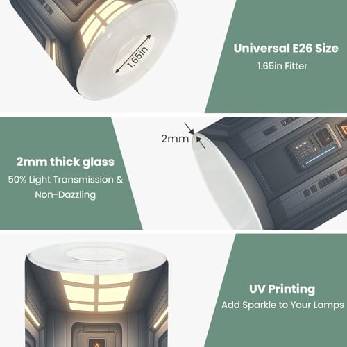 3 Pack Cylinder Glass Lamp Shade Control Panel Display Lights Walls Illuminated Ceiling Painting Design Covers with 1-5/8" Fitter Opening Light Fixture Replacement for Table Lamp Bathroom Vanity Light