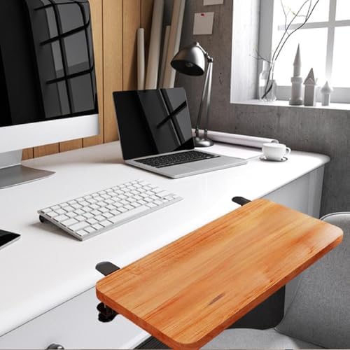 Desk Extension Shelf Board Keyboard Tray Ergonomic for Home Office, Practical Supplies for Computer Table Arm Rest Expansion- Brown