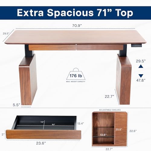 VIVO Walnut 71 x 30 in Executive Standing Desk, DESK-EX7230D