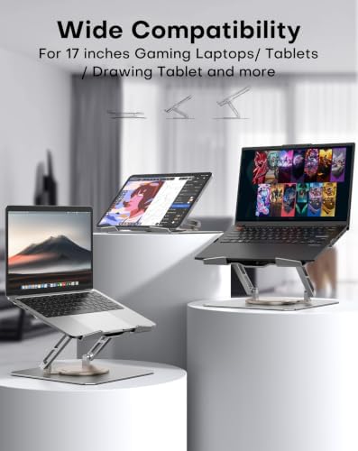 OMOTON Heavy Laptop Stand for Desk, 360° Rotating Aluminum Gaming Riser