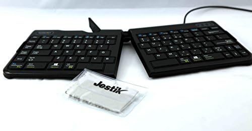 Goldtouch Go!2 Mobile Keyboard (GTP-0044) - Portable Foldable Travel Ergonomic Wired Keyboard with USB for PC & Mac, Plus Jestik Microfiber Cloth - Value Bundle