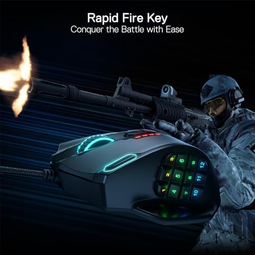 Redragon M908 Wired MMO RGB Gaming Mouse 12400 DPI Remapping Keys