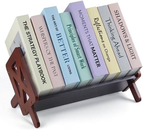 Bunkal Bamboo Desktop Bookshelf & Book Stand for Small Spaces – Tilted Desk Bookshelf Organizer for Cookbook Storage, Home Office, Dorm & Nightstand – 16x9x9in, Solid Bamboo, Easy Assembly