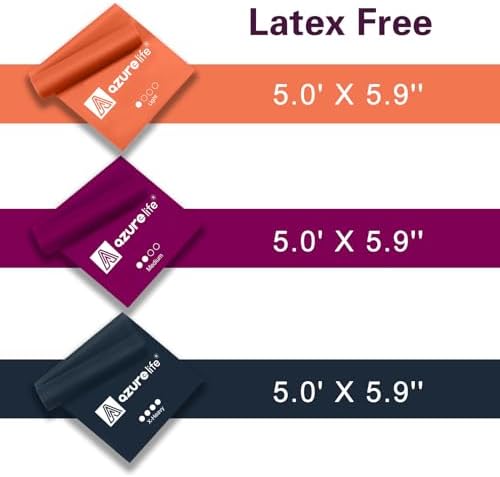A AZURELIFE Resistance Bands,Professional Long Non-Latex Elastic Stretch Bands,Exercise Bands for Physical Therapy, Yoga, Pilates, Rehab, at-Home or The Gym Workouts, Strength Training