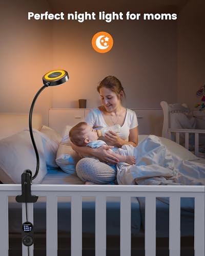 Glocusent 72 LED Clip on Lamp, Dorm Desk Lamp with 1700K Amber Night Light