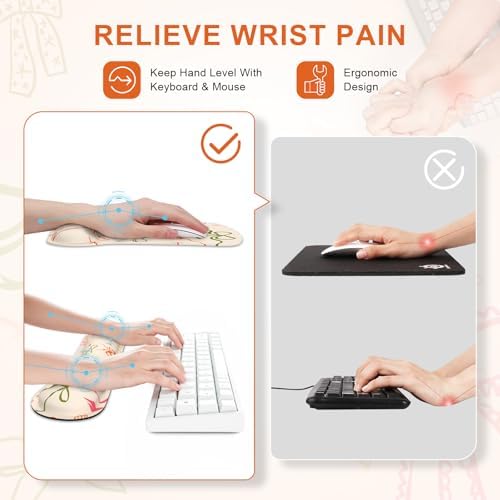 iCasso Ergonomic Mouse Pad, Keyboard Wrist Rest, Memory Foam Mousepad with Wrist Support, Easy Typing and Relieve Wrist Pain Keyboard Pad for Computer(Colorful Ribbon)