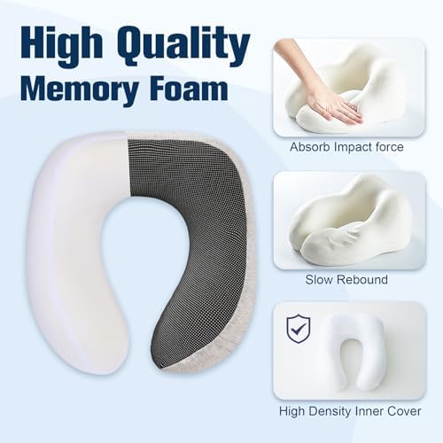 Cirorld Neck Pillow for Traveling, Travel Pillows for Airplanes Light Grey