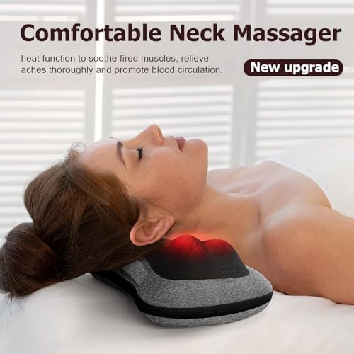 VIKTOR JURGEN Shiatsu Back Massager with Heat for Pain Relief, Gray