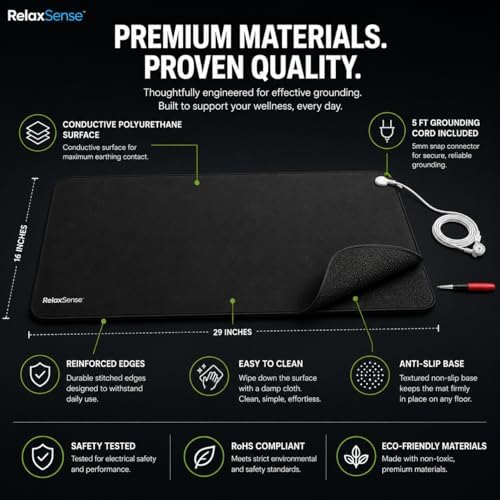 Grounding Mat for Feet, Desk & Bed, Foldable Earthing Mat