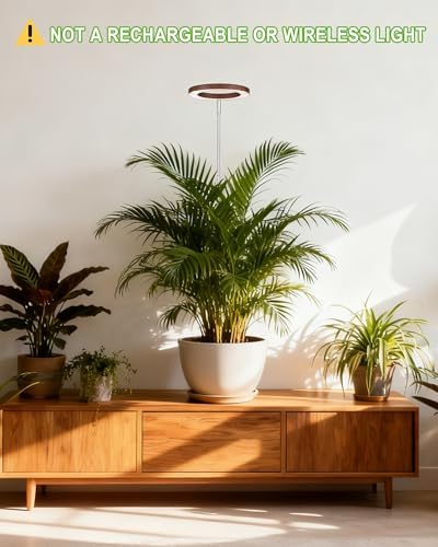 yadoker Grow Light for Large Indoor Plants, Full Spectrum LED Plant Light, Height Adjustable for Tall Plants, Auto On/Off Timer, 5V Safe Low Voltage Walnut Grain Grow Lamp for Home & Office