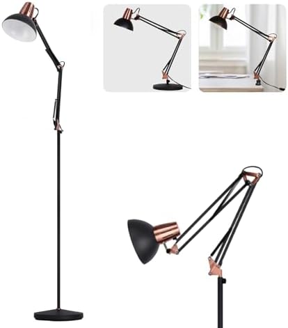 FIRVRE LED Floor Lamp, Vintage Metal Swivel Floors Lamp, 3 Usage Modes - Floors Lamp, Table Lamp and Clip Lamp, E26 Architectural Reading Lamp with Push Button for Bedrooms, Offices and Studios