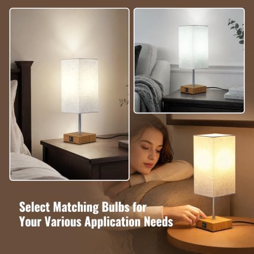 Siljoy Bedside Table Lamp with USB A+C Touch Control Dimmable Bulb Included