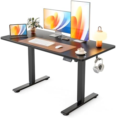 Cubiker Electric Standing Desk, 48 x 24 Stand up Desk Height Adjustable, Home Office Desk with Splice Board, Black