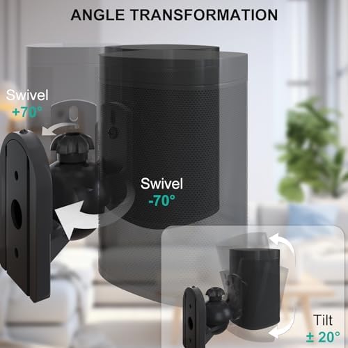 WALI Small Surround Sound Speaker Mount with Adjustable Swivel Tilt Angle