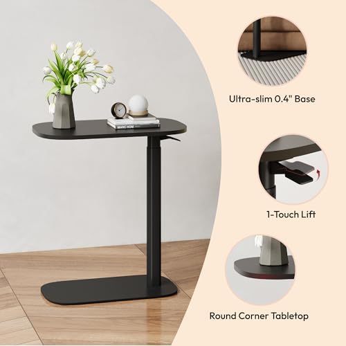 SANODESK 24''Pneumatic Height Adjustable Overbed Bedside Table Mobile